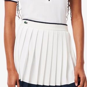 Lacoste White Pleated Circle Skirt with Navy Trim